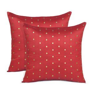 Riara Red Art Silk Cushion Cover Silky Soft and Comfortable Cushioncase for Home
